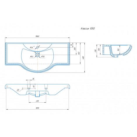 Тумба с раковиной Francesca Империя 105 с подсветкой купить в Москве по цене от 26100р. в интернет-магазине mebel-v-vannu.ru
