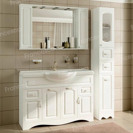 Тумба с раковиной Francesca Империя 120 белая с подсветкой купить в Москве по цене от 36200р. в интернет-магазине mebel-v-vannu.ru