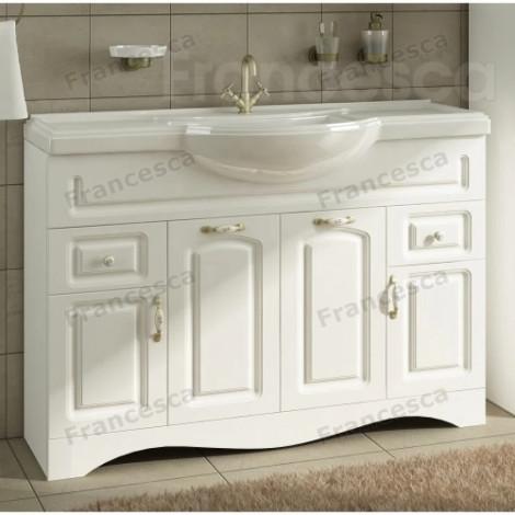 Тумба с раковиной Francesca Империя 120 белая с подсветкой купить в Москве по цене от 36200р. в интернет-магазине mebel-v-vannu.ru