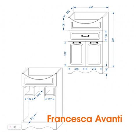 Комплект мебели для ванной комнаты Francesca Империя 55 с ящиком, левый купить в Москве по цене от 20100р. в интернет-магазине mebel-v-vannu.ru