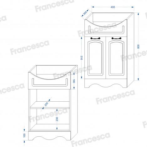 Комплект мебели для ванной комнаты Francesca Империя 55, левый купить в Москве по цене от 18070р. в интернет-магазине mebel-v-vannu.ru
