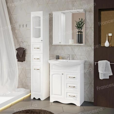 Тумба с раковиной Francesca Империя 70 белый (1дв +3 ящика, ум. Балтика 70) с подсветкой купить в Москве по цене от 19540р. в интернет-магазине mebel-v-vannu.ru