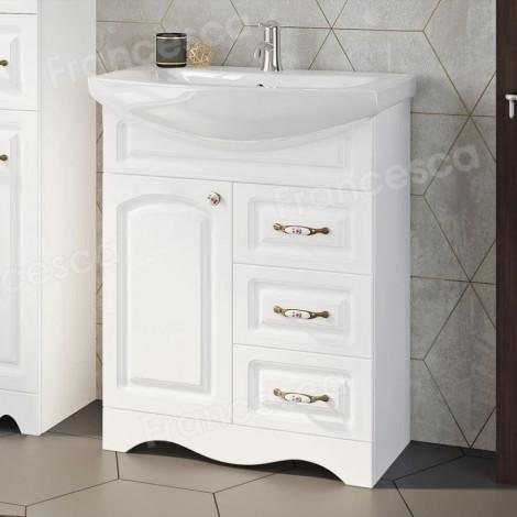 Тумба с раковиной Francesca Империя 70 белый (1дв +3 ящика, ум. Балтика 70) с подсветкой купить в Москве по цене от 19540р. в интернет-магазине mebel-v-vannu.ru