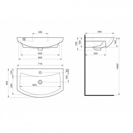 Тумба с раковиной Francesca Империя 70 белый (1дв +3 ящика, ум. Балтика 70) с подсветкой купить в Москве по цене от 19540р. в интернет-магазине mebel-v-vannu.ru