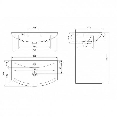Комплект мебели для ванной комнаты Francesca Империя 80, 3 двери, левый купить в Москве по цене от 26142р. в интернет-магазине mebel-v-vannu.ru