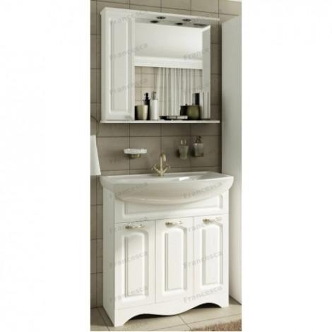 Тумба с раковиной Francesca Империя 80 с 3 дверцами белый с подсветкой купить в Москве по цене от 16200р. в интернет-магазине mebel-v-vannu.ru