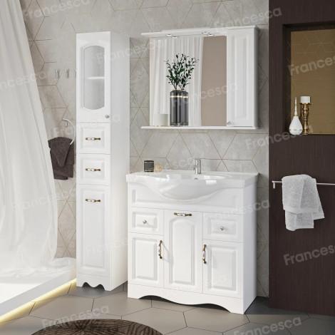 Комплект мебели для ванной комнаты Francesca Империя 85, правый купить в Москве по цене от 34220р. в интернет-магазине mebel-v-vannu.ru