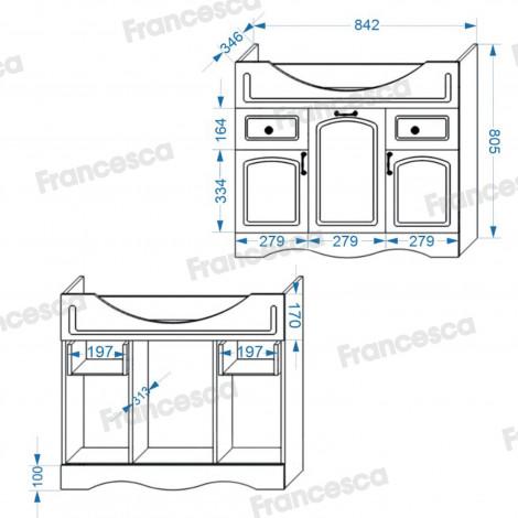 Комплект мебели для ванной комнаты Francesca Империя 85, левый купить в Москве по цене от 34220р. в интернет-магазине mebel-v-vannu.ru