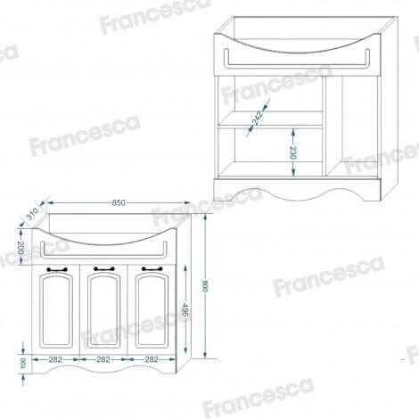 Комплект мебели для ванной комнаты Francesca Империя 90, 3 двери купить в Москве по цене от 31091р. в интернет-магазине mebel-v-vannu.ru