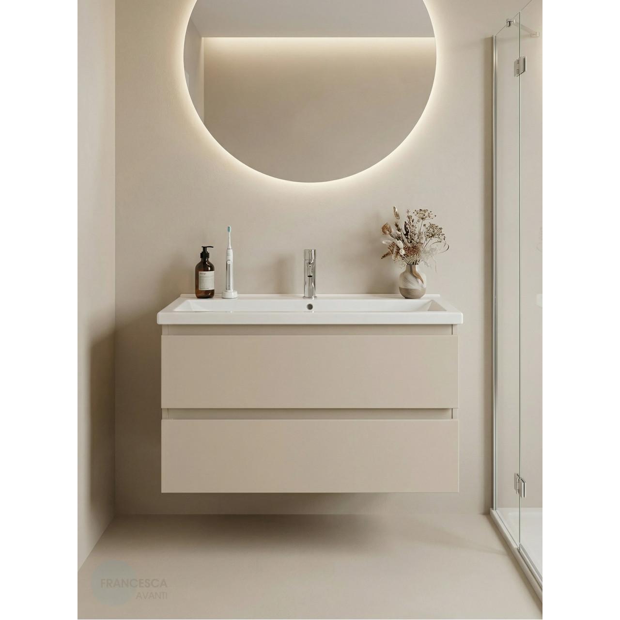 Тумба с раковиной Francesca Avanti Latina 100 подвесная, бежевая (ум. Фостер 100) купить в Москве по цене от 48904р. в интернет-магазине mebel-v-vannu.ru