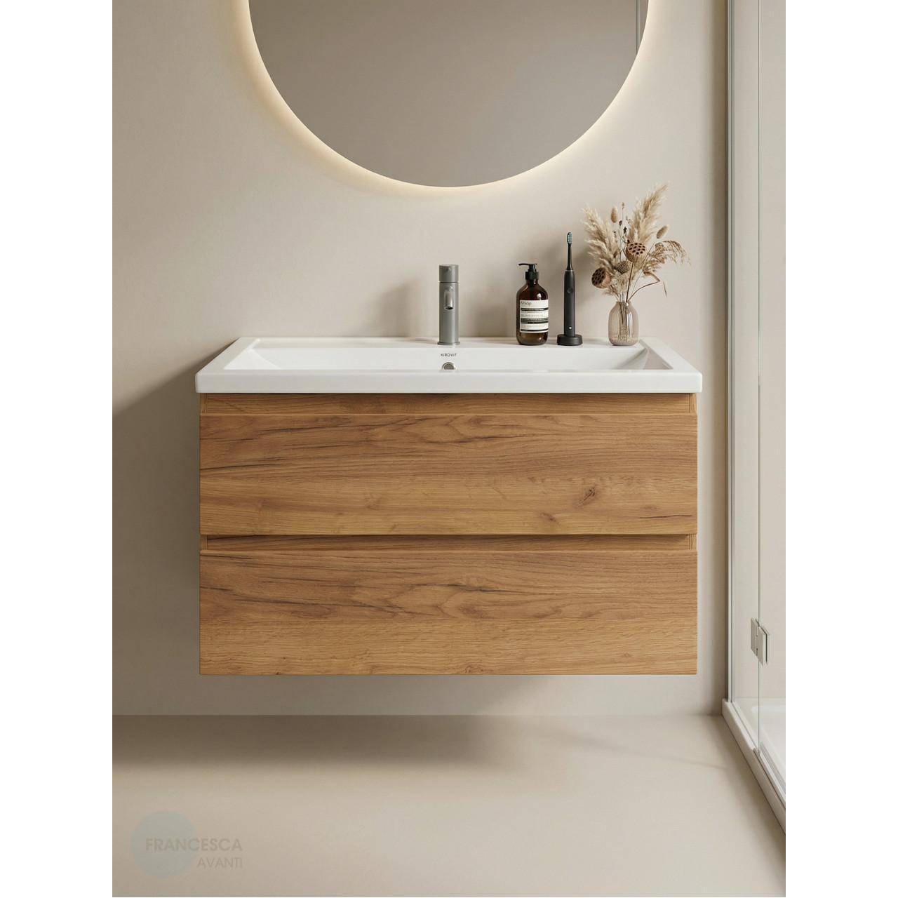 Тумба с раковиной Francesca Avanti Latina 100 подвесная, дуб крафт золотой (ум. Фостер 100) купить в Москве по цене от 48904р. в интернет-магазине mebel-v-vannu.ru