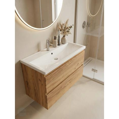 Тумба с раковиной Francesca Avanti Latina 100 подвесная, дуб крафт золотой (ум. Фостер 100) купить в Москве по цене от 48904р. в интернет-магазине mebel-v-vannu.ru