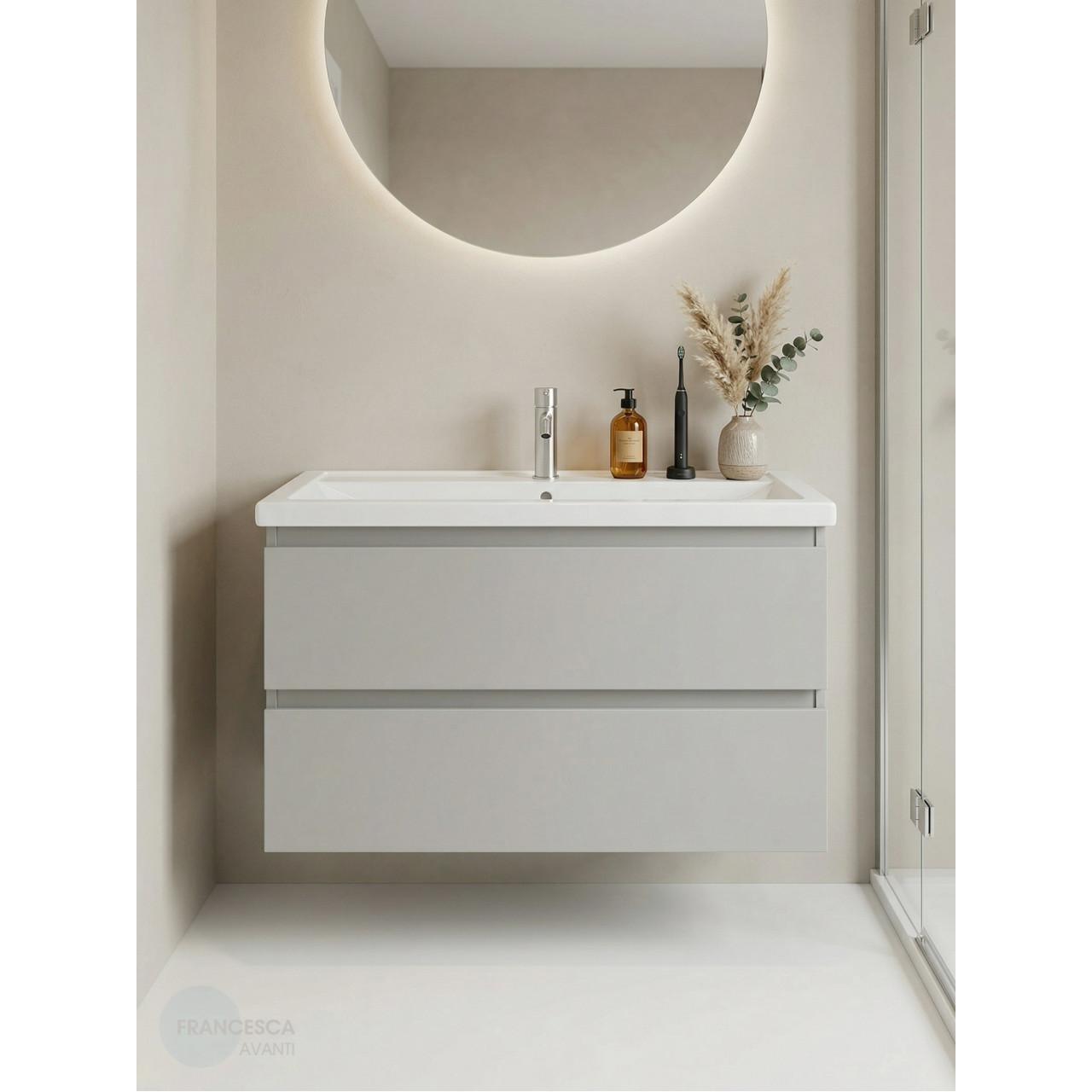 Тумба с раковиной Francesca Avanti Latina 100 подвесная, серая (ум. Фостер 100) купить в Москве по цене от 48904р. в интернет-магазине mebel-v-vannu.ru