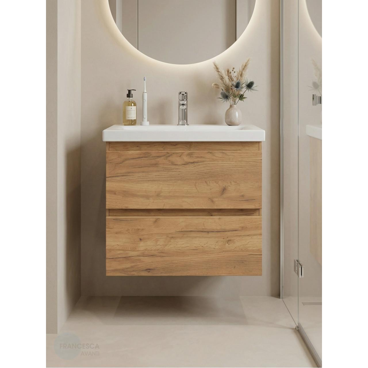 Тумба с раковиной Francesca Avanti Latina 50 подвесная, дуб крафт золотой (ум. Moduo 50) купить в Москве по цене от 28544р. в интернет-магазине mebel-v-vannu.ru