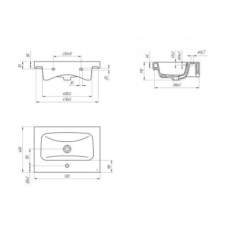 Тумба с раковиной Francesca Avanti Latina 50 подвесная, серая (ум. Moduo 50) купить в Москве по цене от 28544р. в интернет-магазине mebel-v-vannu.ru