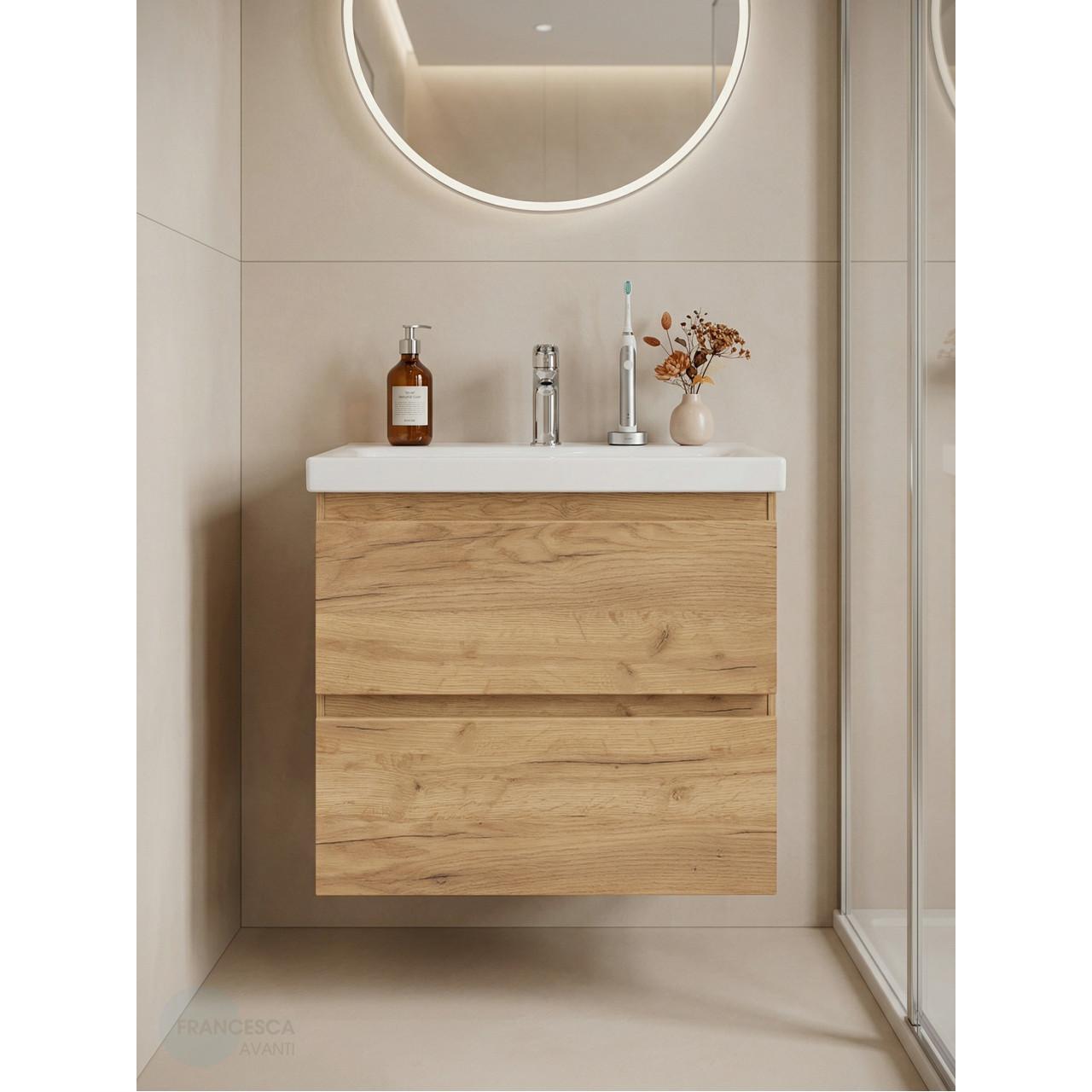 Тумба с раковиной Francesca Avanti Latina 60 подвесная, дуб крафт золотой (ум. Moduo 60) купить в Москве по цене от 32476р. в интернет-магазине mebel-v-vannu.ru