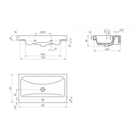 Тумба с раковиной Francesca Avanti Latina 80 подвесная, серая (ум. Moduo 80) купить в Москве по цене от 41050р. в интернет-магазине mebel-v-vannu.ru