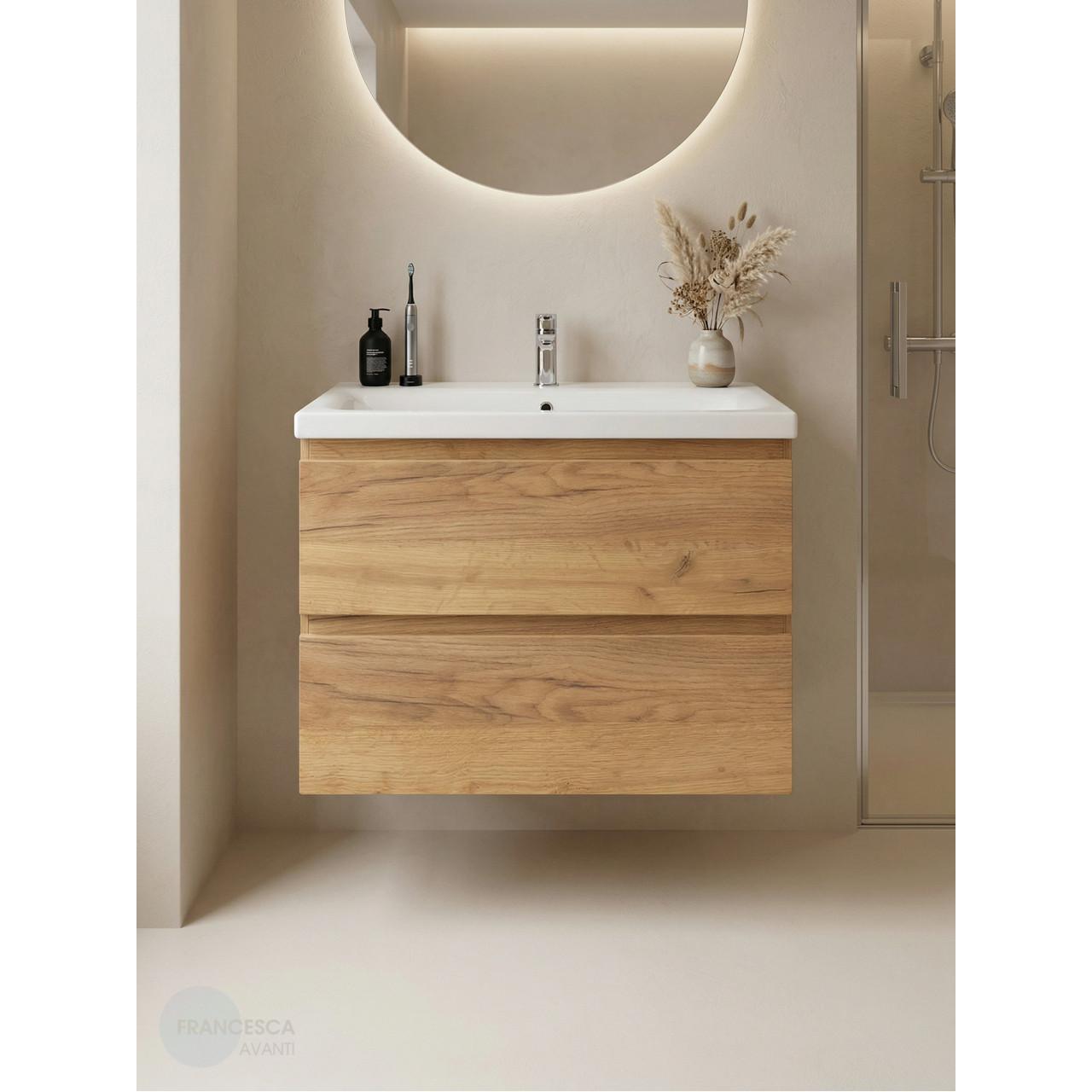 Тумба с раковиной Francesca Avanti Latina 80 подвесная, дуб крафт золотой (ум. Moduo 80) купить в Москве по цене от 41050р. в интернет-магазине mebel-v-vannu.ru