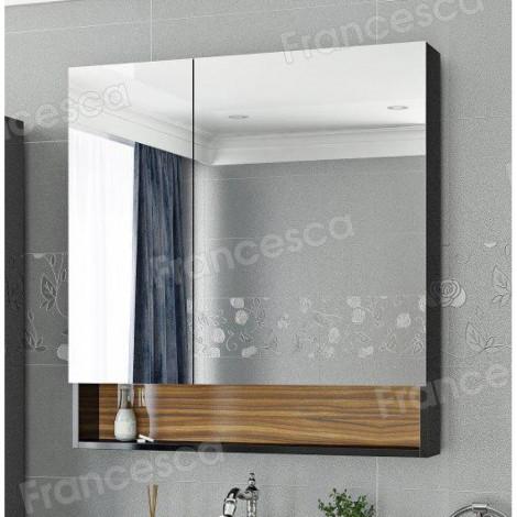 Шкаф-зеркало Francesca Doremi 80, черный/ясень купить в Москве по цене от 15400р. в интернет-магазине mebel-v-vannu.ru