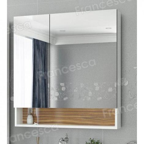 Шкаф-зеркало Francesca Doremi 80, белый/ясень купить в Москве по цене от 5500р. в интернет-магазине mebel-v-vannu.ru