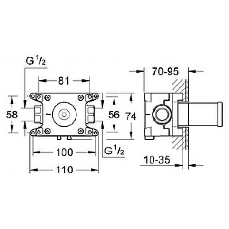 Шланговое подключение Grohe Grohtherm F 35034000 скрытая часть купить в Москве по цене от 42639р. в интернет-магазине mebel-v-vannu.ru