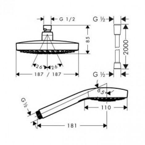 Душевая стойка Hansgrohe Croma Select S 180 2jet 27351400 купить в Москве по цене от 89820р. в интернет-магазине mebel-v-vannu.ru