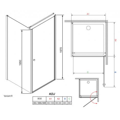 Душевой уголок Radaway EOS KDJ 100 прозрачное стекло, прав. 37523-01-01NR купить в Москве по цене от 74256р. в интернет-магазине mebel-v-vannu.ru