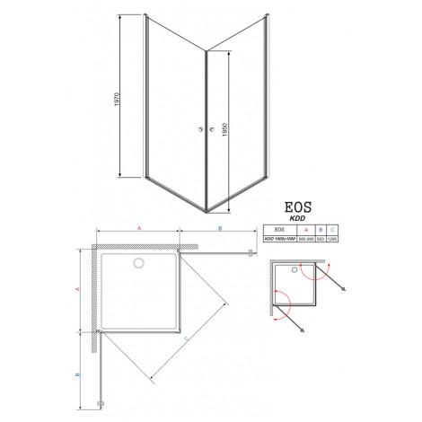 Душевой уголок Radaway EOS KDD 100 прозрачное стекло 37223-01-01N купить в Москве по цене от 73440р. в интернет-магазине mebel-v-vannu.ru