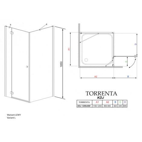 Душевой уголок Radaway Torrenta KDJ 120x90 прозрачное стекло, лев. 32245-01-01NL купить в Москве по цене от 74256р. в интернет-магазине mebel-v-vannu.ru