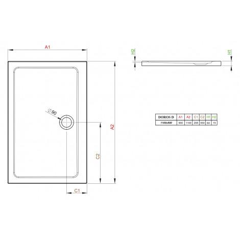 Поддон для душа Radaway Doros D90x110 SDRD1190-01 купить в Москве по цене от 26520р. в интернет-магазине mebel-v-vannu.ru