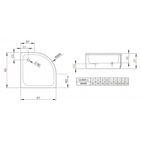 Поддон для душа Radaway Samos A900 4S99300-03 купить в Москве по цене от 28152р. в интернет-магазине mebel-v-vannu.ru