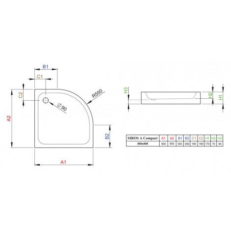 Поддон для душа Radaway Siros A900 compact SBA9917-2 купить в Москве по цене от 23766р. в интернет-магазине mebel-v-vannu.ru