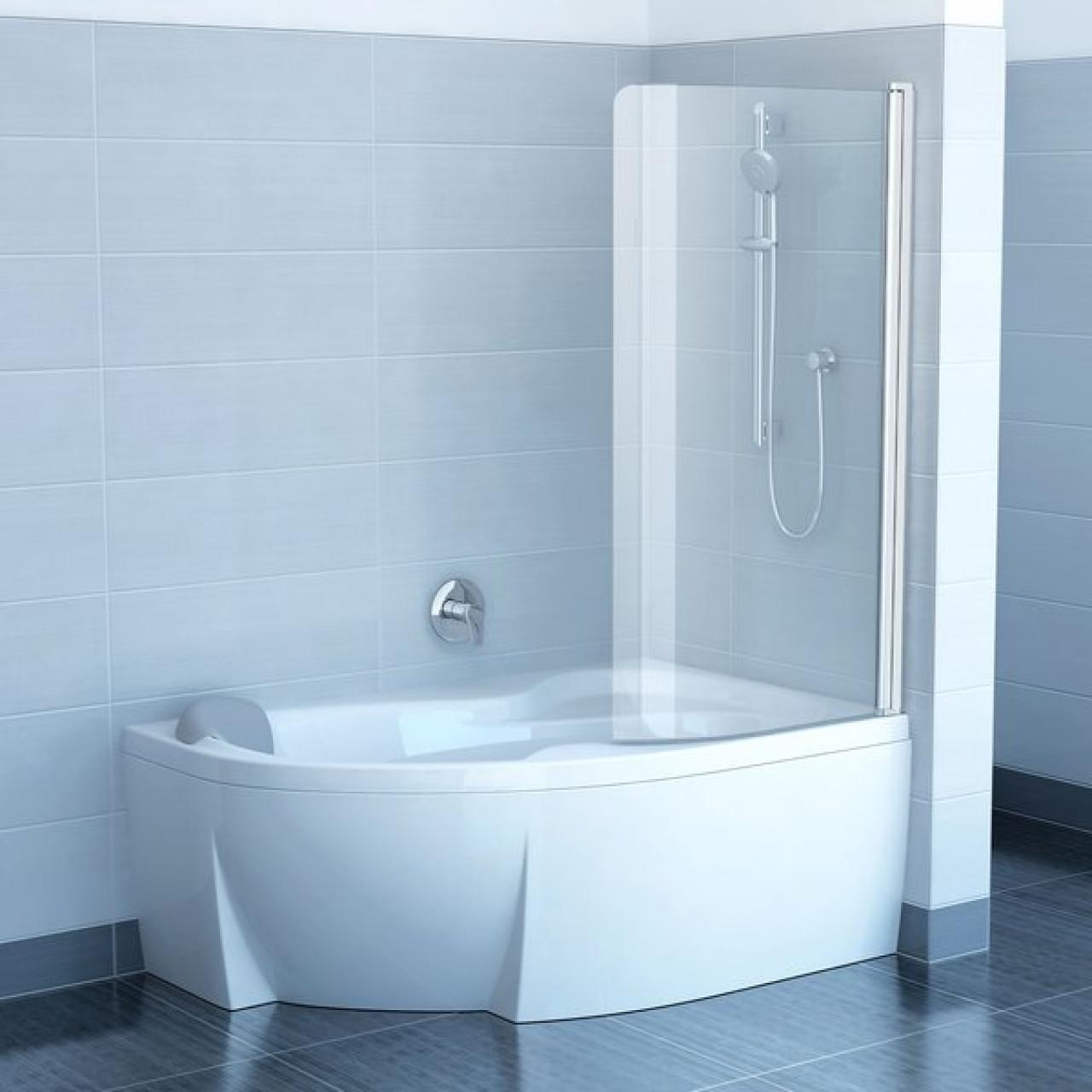Шторка для ванны Ravak Chrome CVSK1 ROSA 160/170 R белая+транспарент 7QRS0100Y1 купить в Москве по цене от 62920р. в интернет-магазине mebel-v-vannu.ru