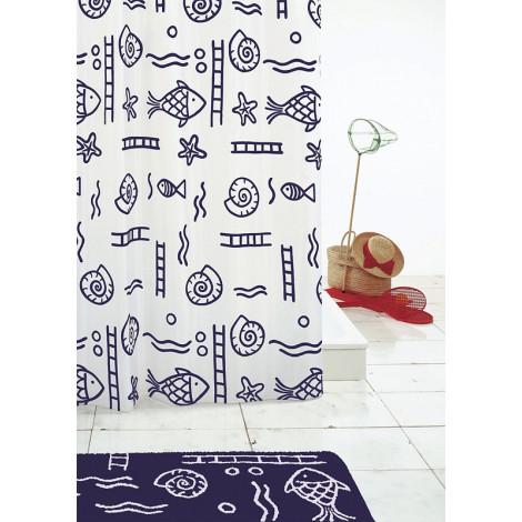 Штора для ванной комнаты Ridder Neptun синий/голубой 180x200 46313 купить в Москве по цене от 4007р. в интернет-магазине mebel-v-vannu.ru