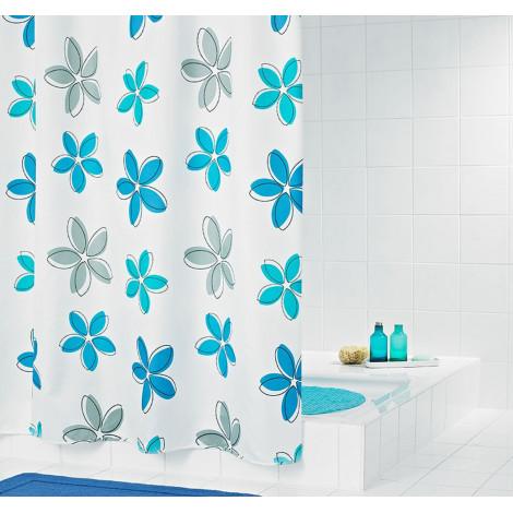 Штора для ванной комнаты Ridder Fleur синий/голубой 180x200 47353 купить в Москве по цене от 5197р. в интернет-магазине mebel-v-vannu.ru