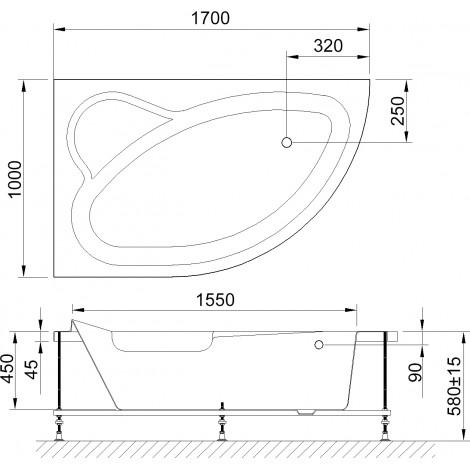 Акриловая ванна Royal Bath Alpine RB 819102, лев. 170 см купить в Москве по цене от 21570р. в интернет-магазине mebel-v-vannu.ru