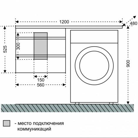Тумба с раковиной Марс 56 2 ящ. R/L над стиральной машиной купить в Москве по цене от 46956р. в интернет-магазине mebel-v-vannu.ru