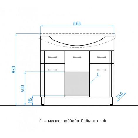 Комплект мебели Style Line Стандарт 90 2 ящика купить в Москве по цене от 28377р. в интернет-магазине mebel-v-vannu.ru